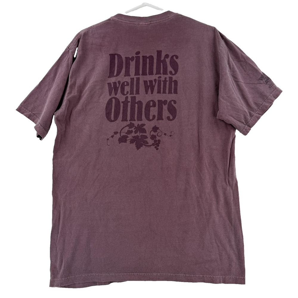 Crazy Shirts Shirt Mens Large Purple Drinks Well With Others Graphic Alcohol Tee